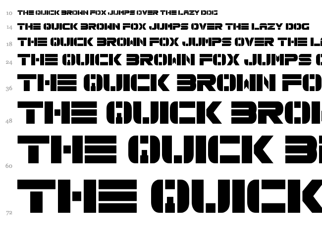 Spac3 Tech font waterfall